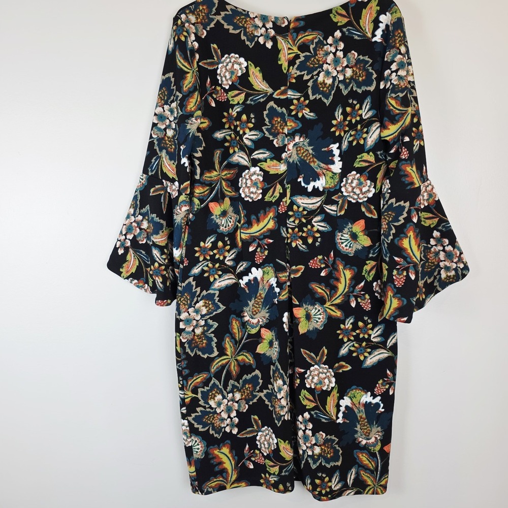 INC Black & Yellow Floral Sheath Dress Floral Print Large.A32 - Picture 2 of 11